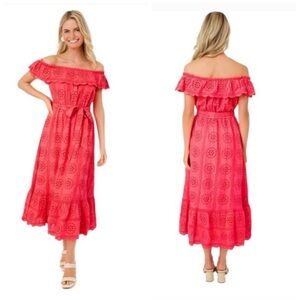 Lilly Pulitzer Liabella Eyelet off the shoulder Midi Dress